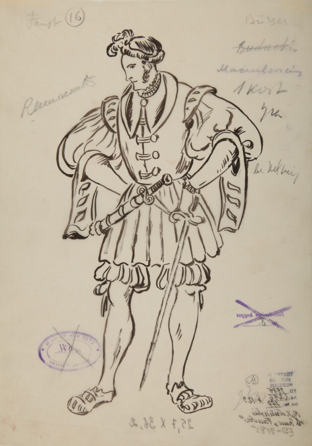 opera „Tanhoizeris“, Mstislavas Dobužinskis, Kostiumo eskizas