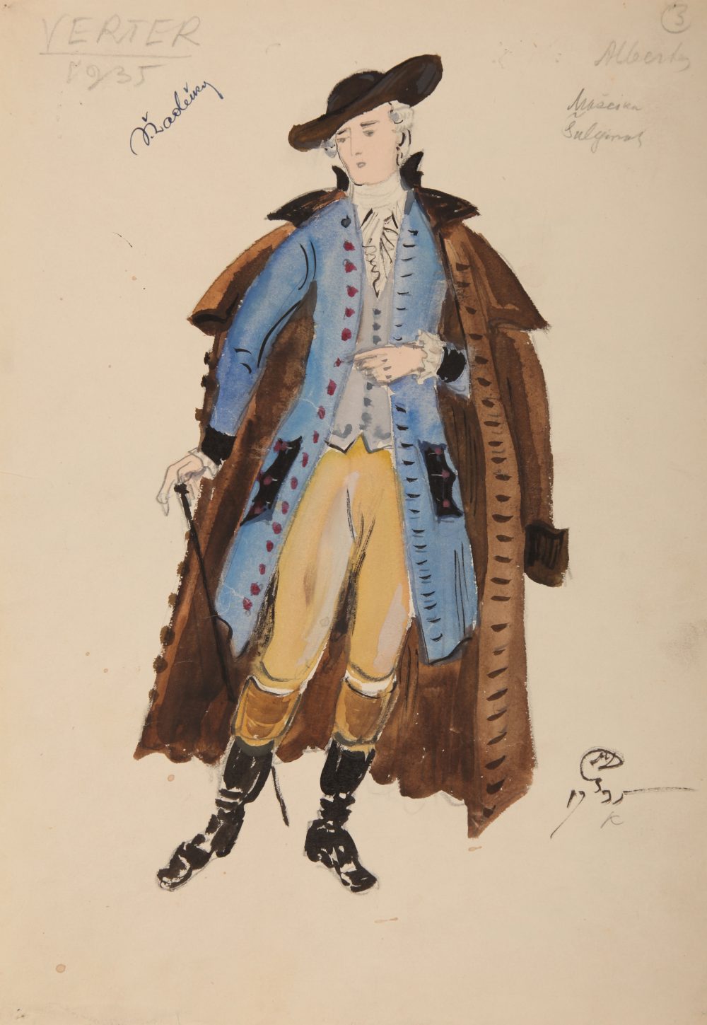 opera „Verteris“, Mstislavas Dobužinskis, kostiumo eskizas