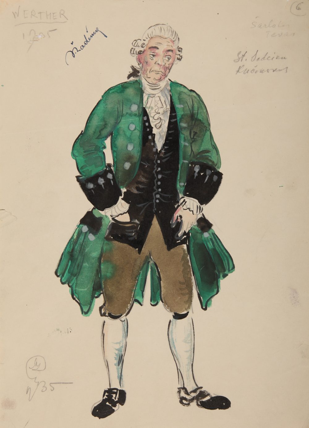 opera „Verteris“, Mstislavas Dobužinskis, kostiumo eskizas