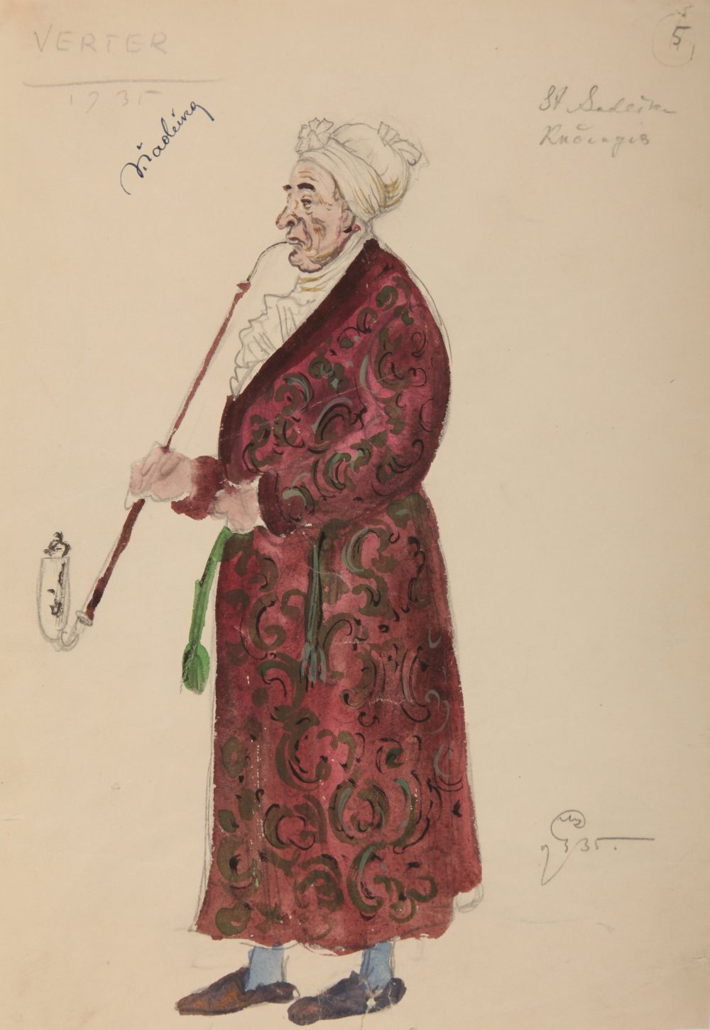 opera „Verteris“, Mstislavas Dobužinskis, kostiumo eskizas